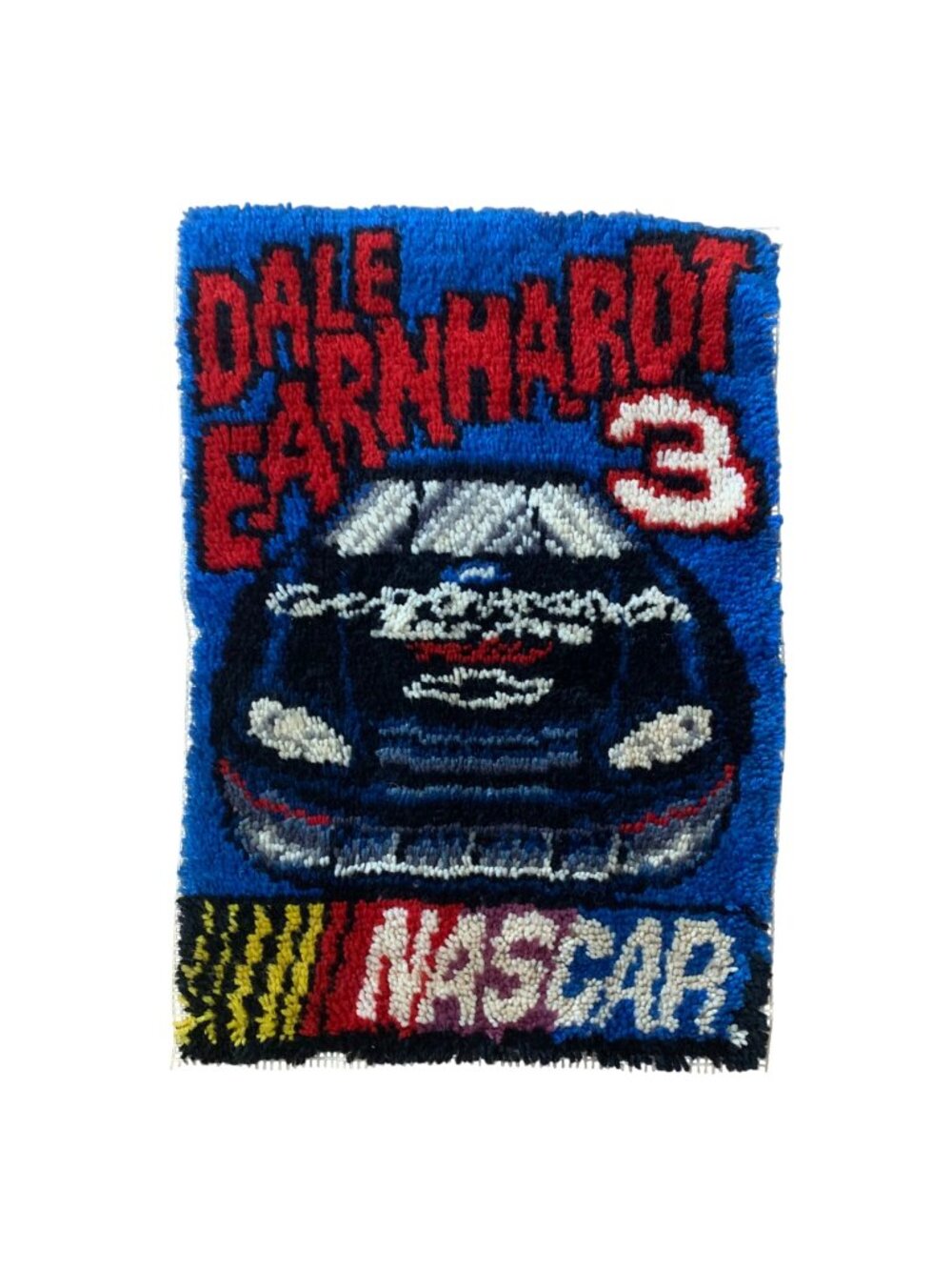 Dale Earnhardt #3 NASCAR Latch Hook Rug Wall Hanging Collectibles Vintage 80s